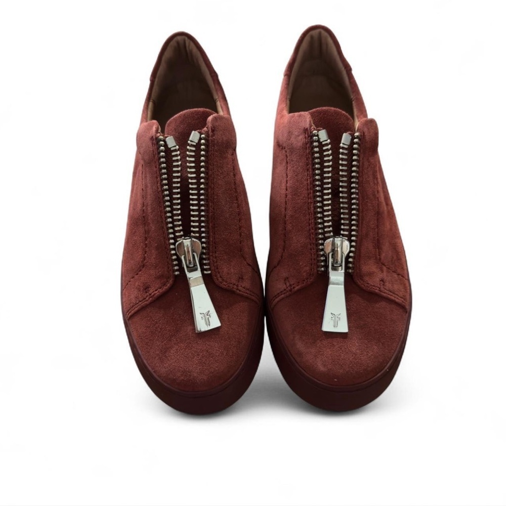 Frye Lena Zip Low Sneakers Red Suede Leather | Size 6M | MSRP $228 - Picture 2 of 8